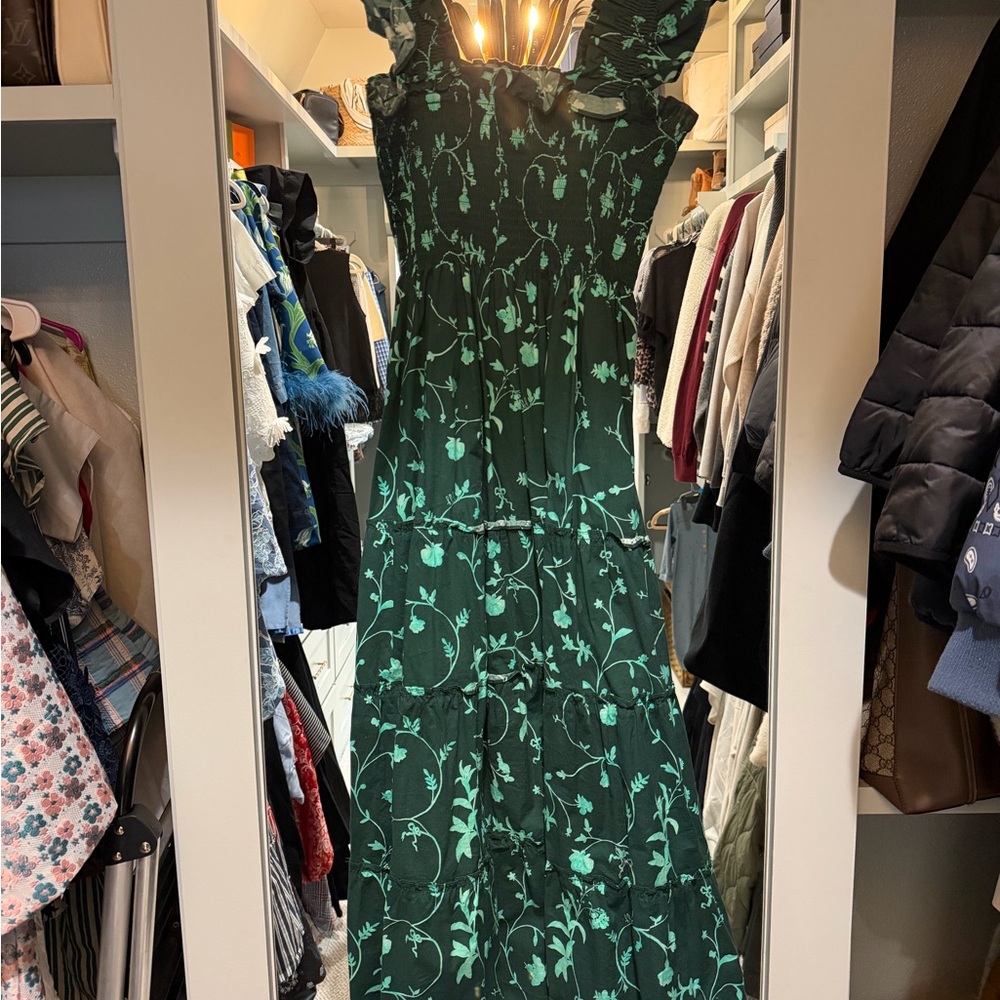 Hill House Dark Green Floral Maxi Dress